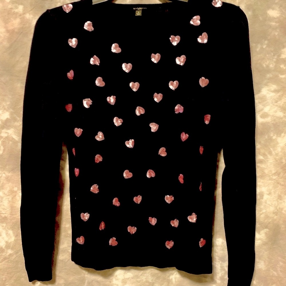 Talbots Valentine Pink Heart Sweater Light Weight Top Size P